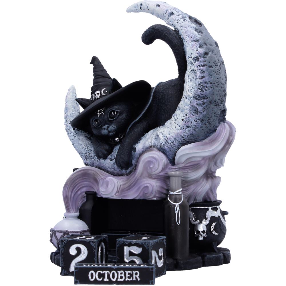 Cult Cuties Purrah Perpetual Calendar | Gothic Cat Desk Calendar | Nemesis Now 16.2cm