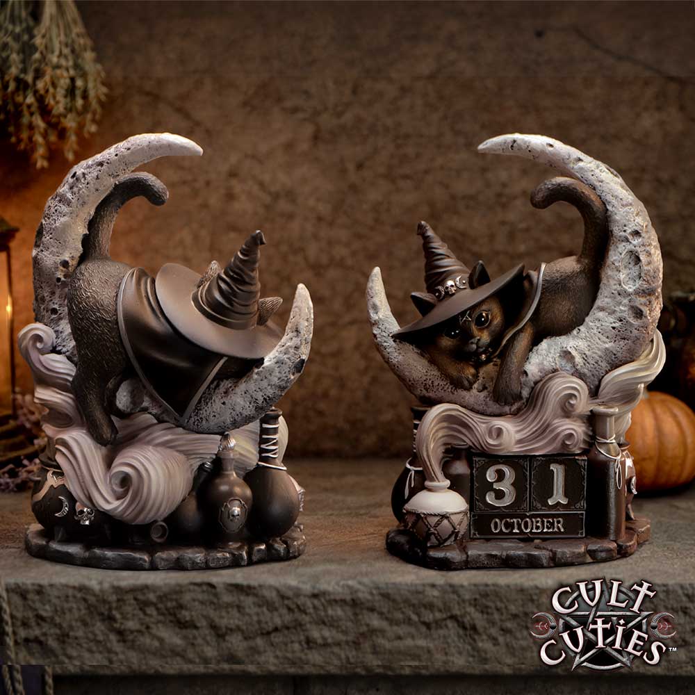 Cult Cuties Purrah Perpetual Calendar | Gothic Cat Desk Calendar | Nemesis Now 16.2cm