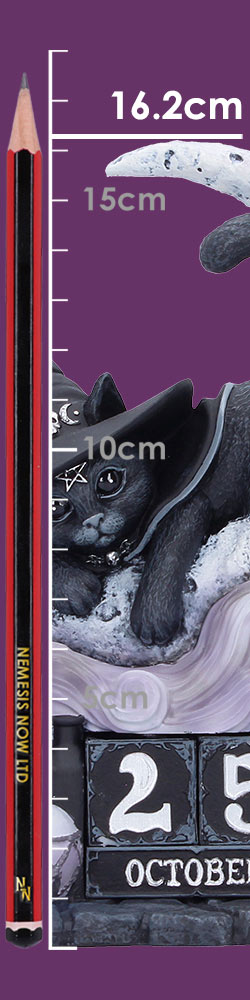 Cult Cuties Purrah Perpetual Calendar | Gothic Cat Desk Calendar | Nemesis Now 16.2cm