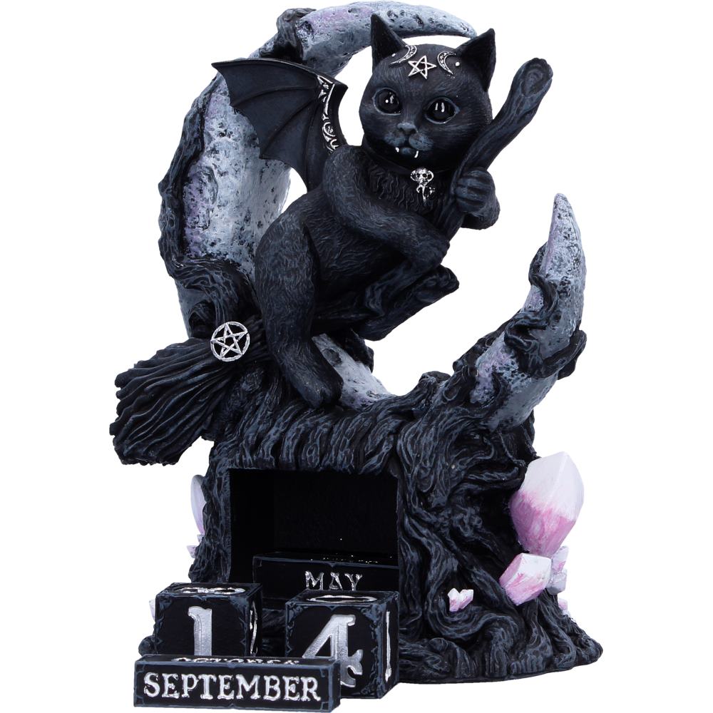Cult Cuties Malpuss Perpetual Calendar | Gothic Witch Cat Desk Calendar | Nemesis Now 16cm