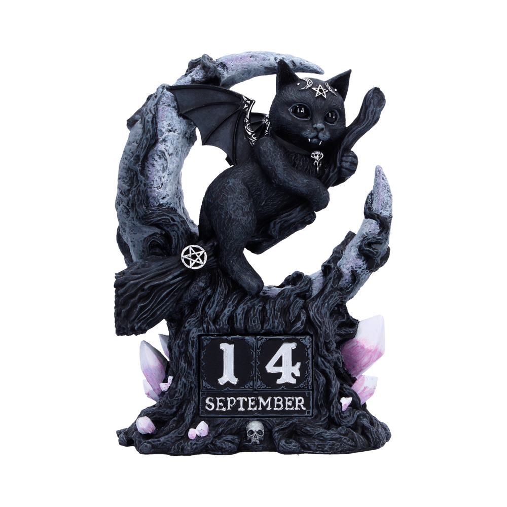 Cult Cuties Malpuss Perpetual Calendar | Gothic Witch Cat Desk Calendar | Nemesis Now 16cm