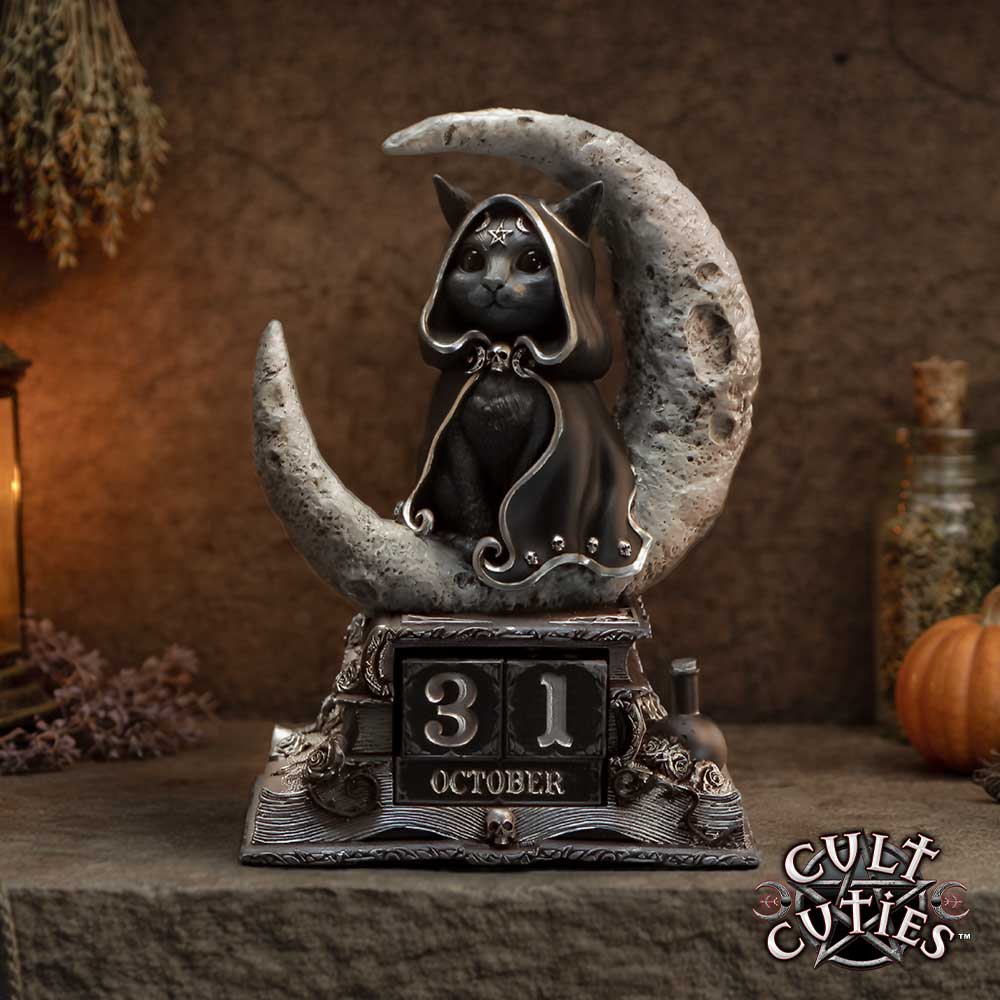 Cult Cuties Zefur Perpetual Calendar | Gothic Witch Desk Calendar | Nemesis Now 16cm