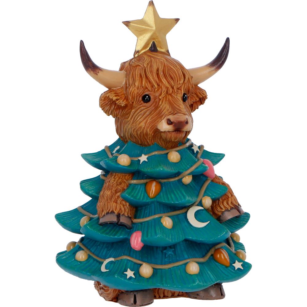 Nemesis Now Winter Highland Cow Christmas Tree Figurine – 13.5cm