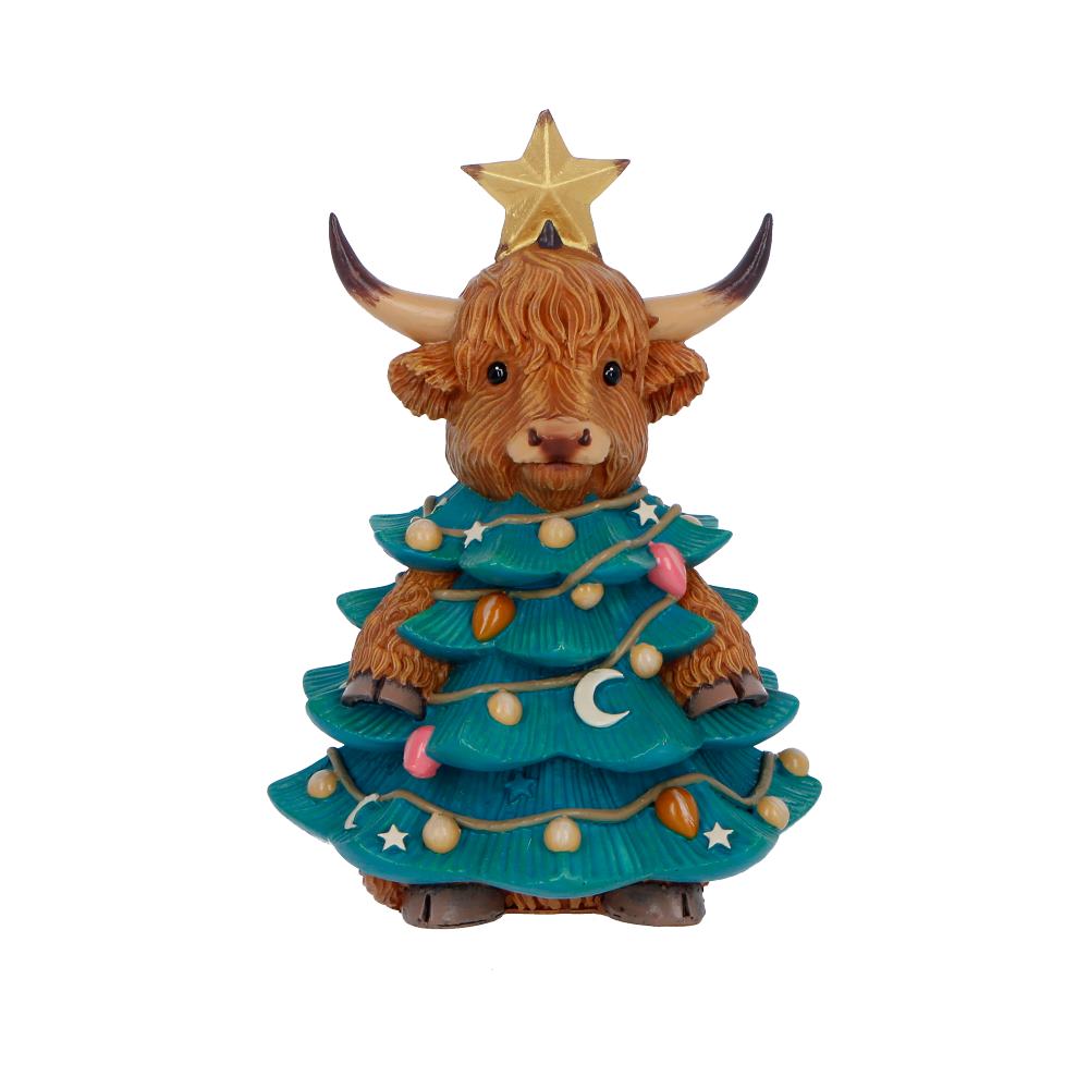 Nemesis Now Winter Highland Cow Christmas Tree Figurine – 13.5cm