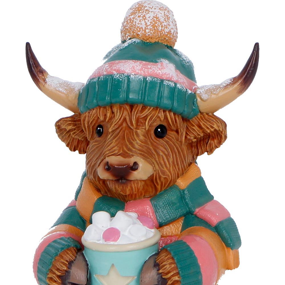 Nemesis Now Winter Highland Cow Hot Cocoa Figurine – 12.3cm