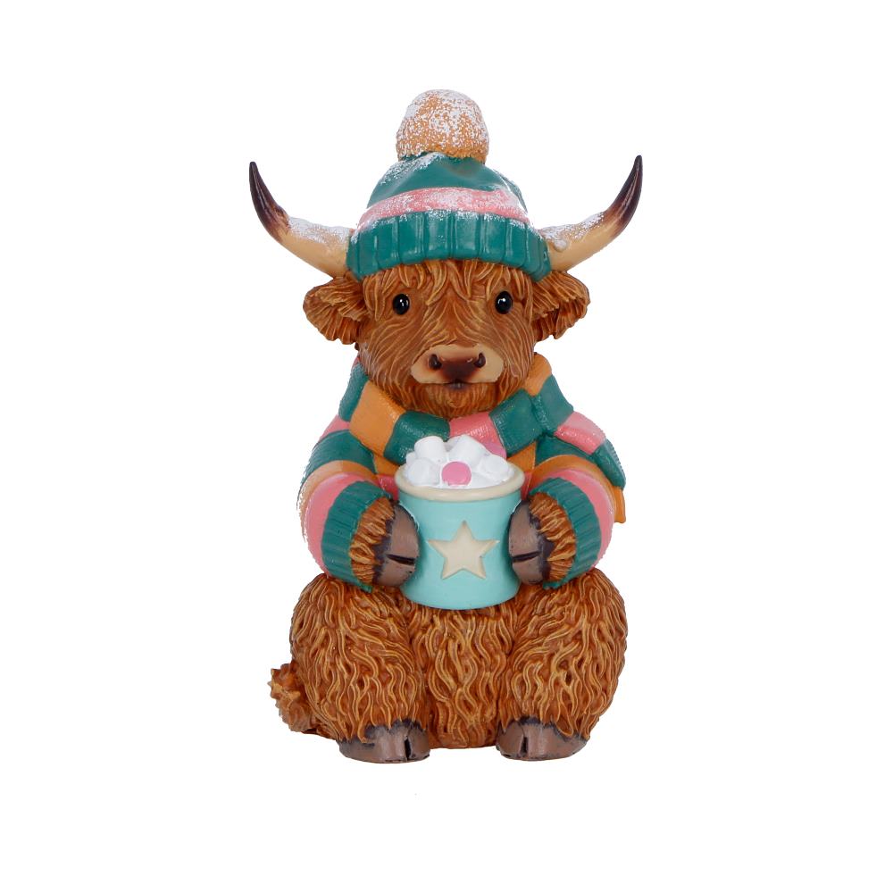Nemesis Now Winter Highland Cow Hot Cocoa Figurine – 12.3cm