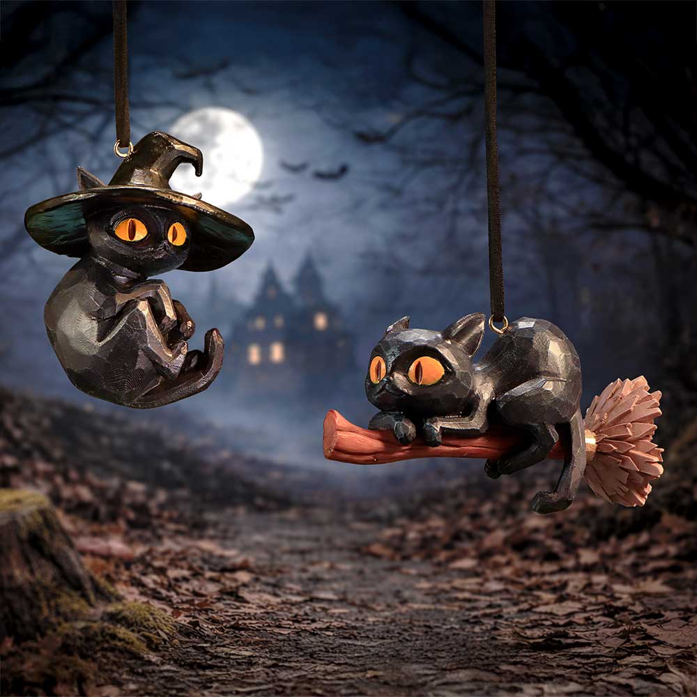 Curse and Claw Black Cat Halloween Hanging Ornaments Set of 2 – Officially Licensed