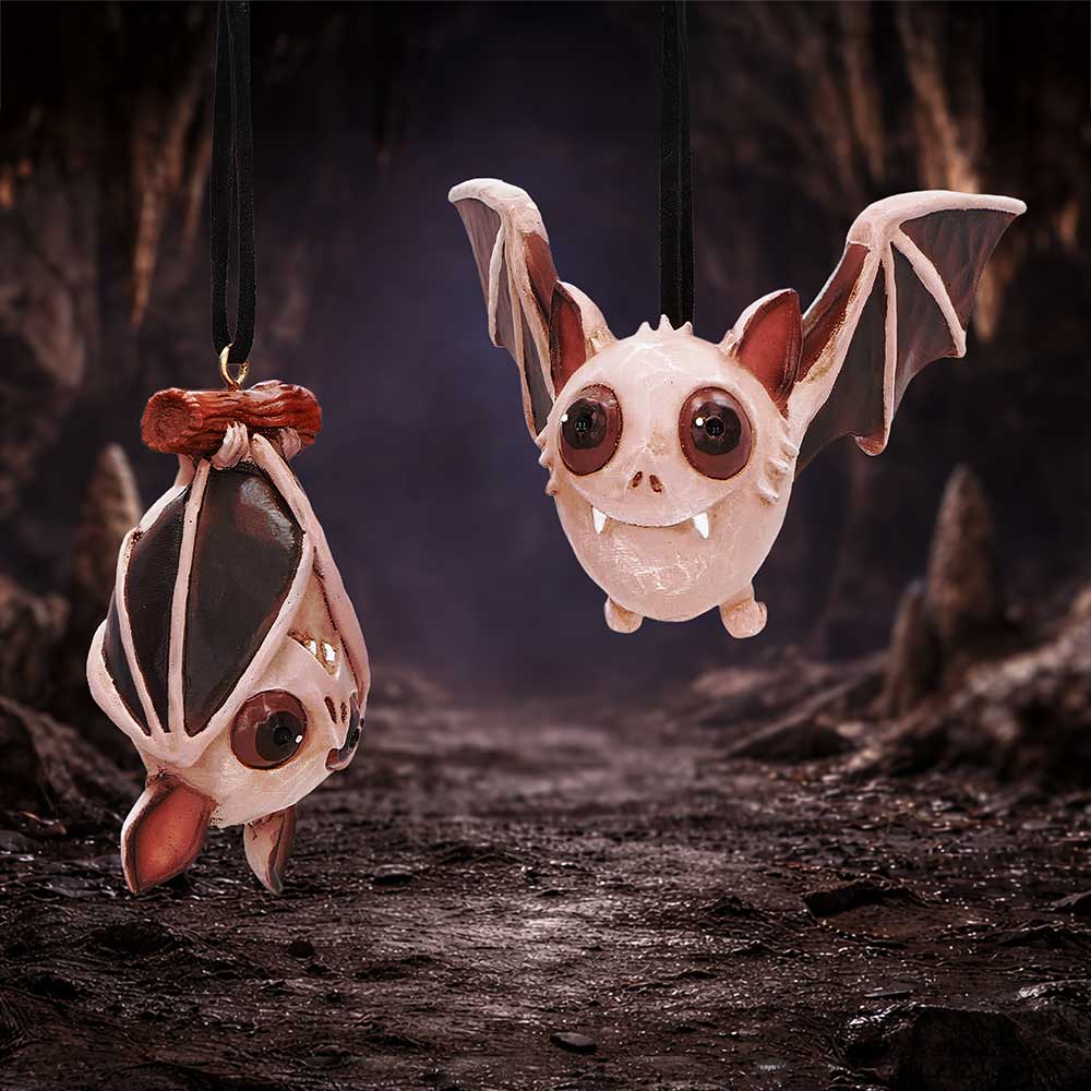 Sneak and Peak Purple Bat Halloween Hanging Ornaments Set of 2 – Officially Licensed