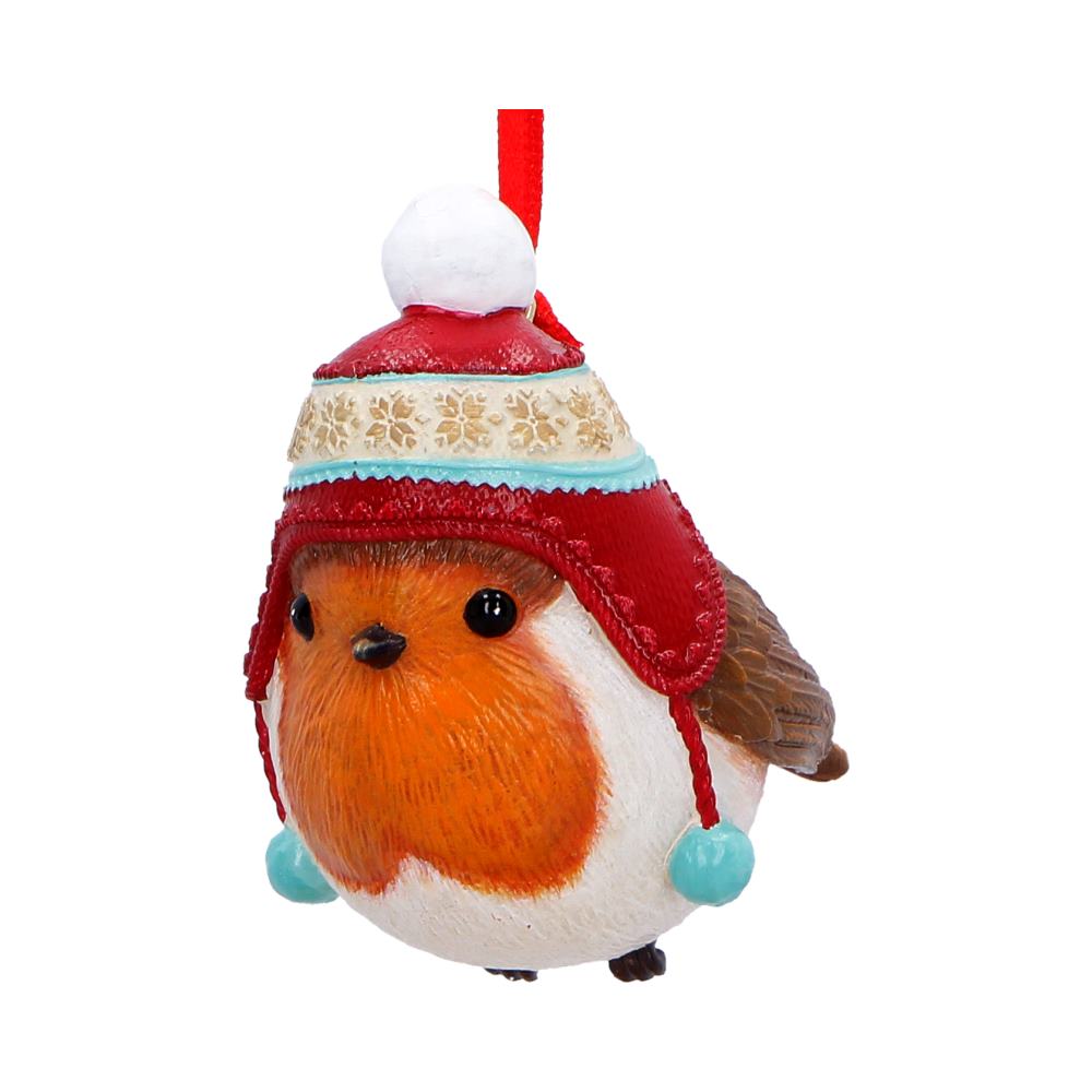 Robin Winter Bobble Hat Hanging Ornament | Festive Christmas Robin Decoration | Nemesis Now 7.3cm