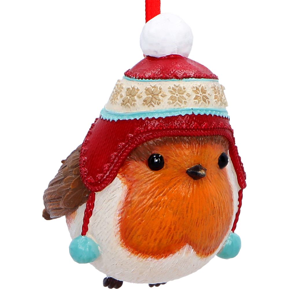 Robin Winter Bobble Hat Hanging Ornament | Festive Christmas Robin Decoration | Nemesis Now 7.3cm