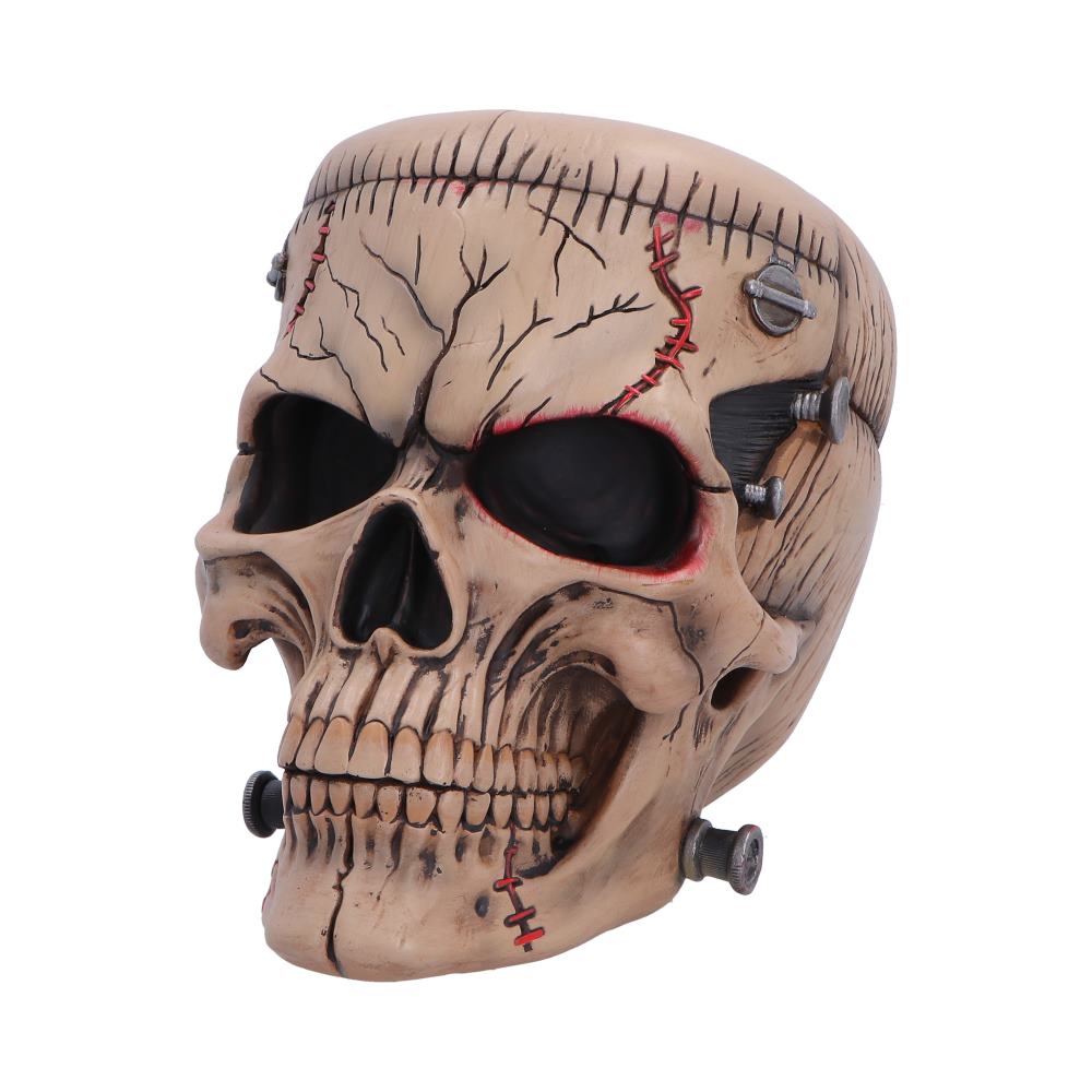 Hall of Horrors Monster of Madness Frankenstein Skull | Gothic Halloween Skull Ornament | Nemesis Now 15.1cm