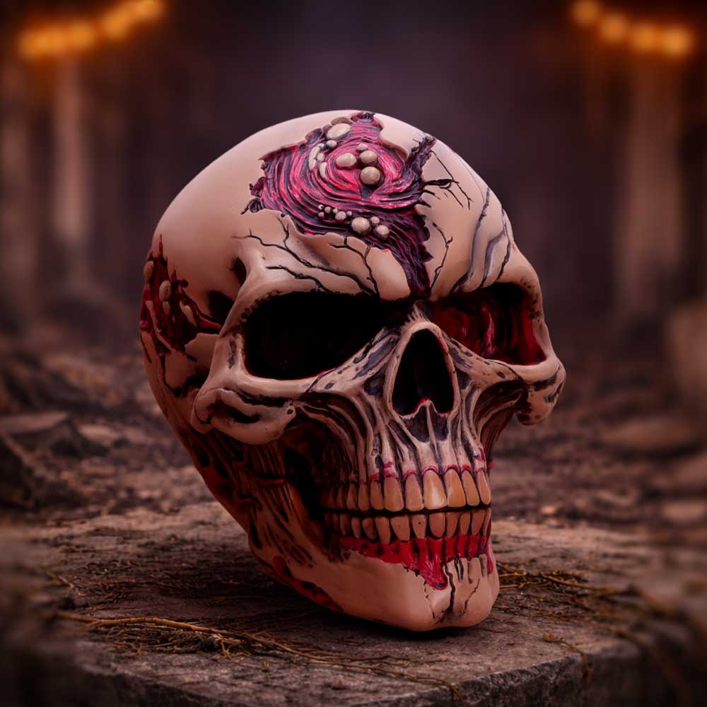 Hall of Horrors Walker of Death Zombie Skull | Gothic Halloween Skull Ornament | Nemesis Now 15.5cm