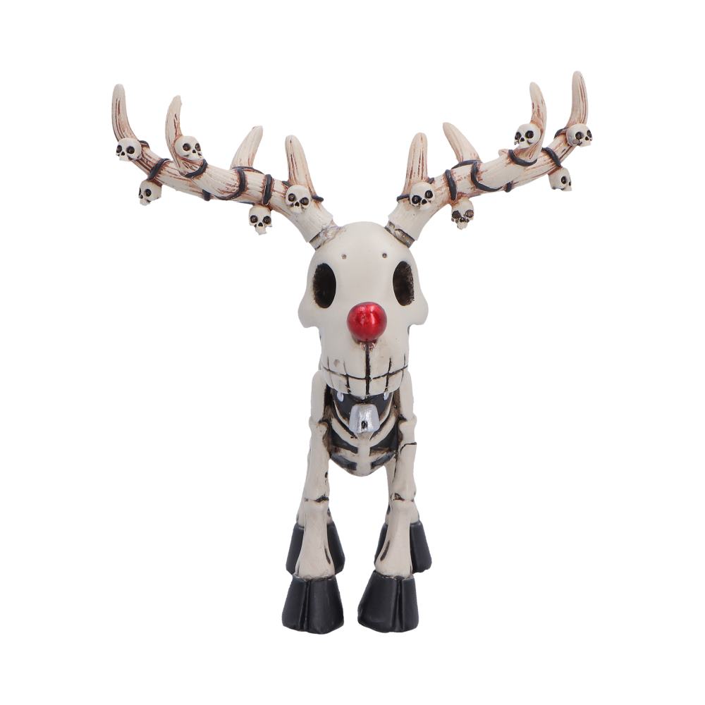 Rudi Skeletal Christmas Reindeer Figurine, 10.7cm