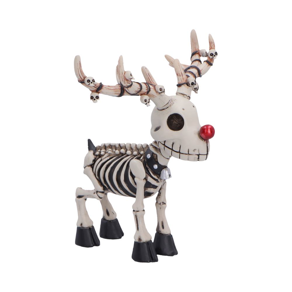 Rudi Skeletal Christmas Reindeer Figurine, 10.7cm