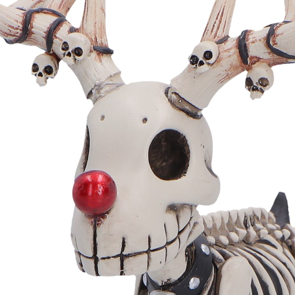 Rudi Skeletal Christmas Reindeer Figurine, 10.7cm