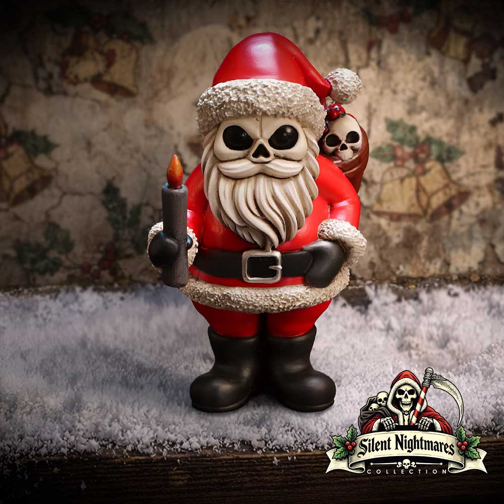 Noel Gothic Skeletal Santa Figurine, 10.5cm