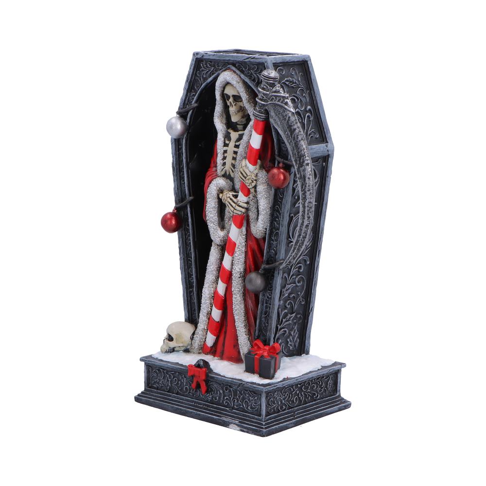 Merry Cryptmas Santa Reaper Coffin Figurine, 17.5cm