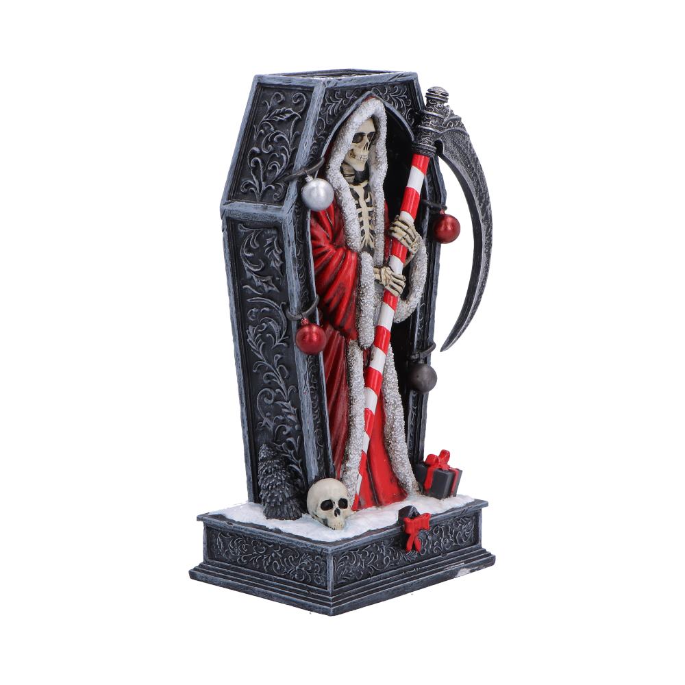 Merry Cryptmas Santa Reaper Coffin Figurine, 17.5cm