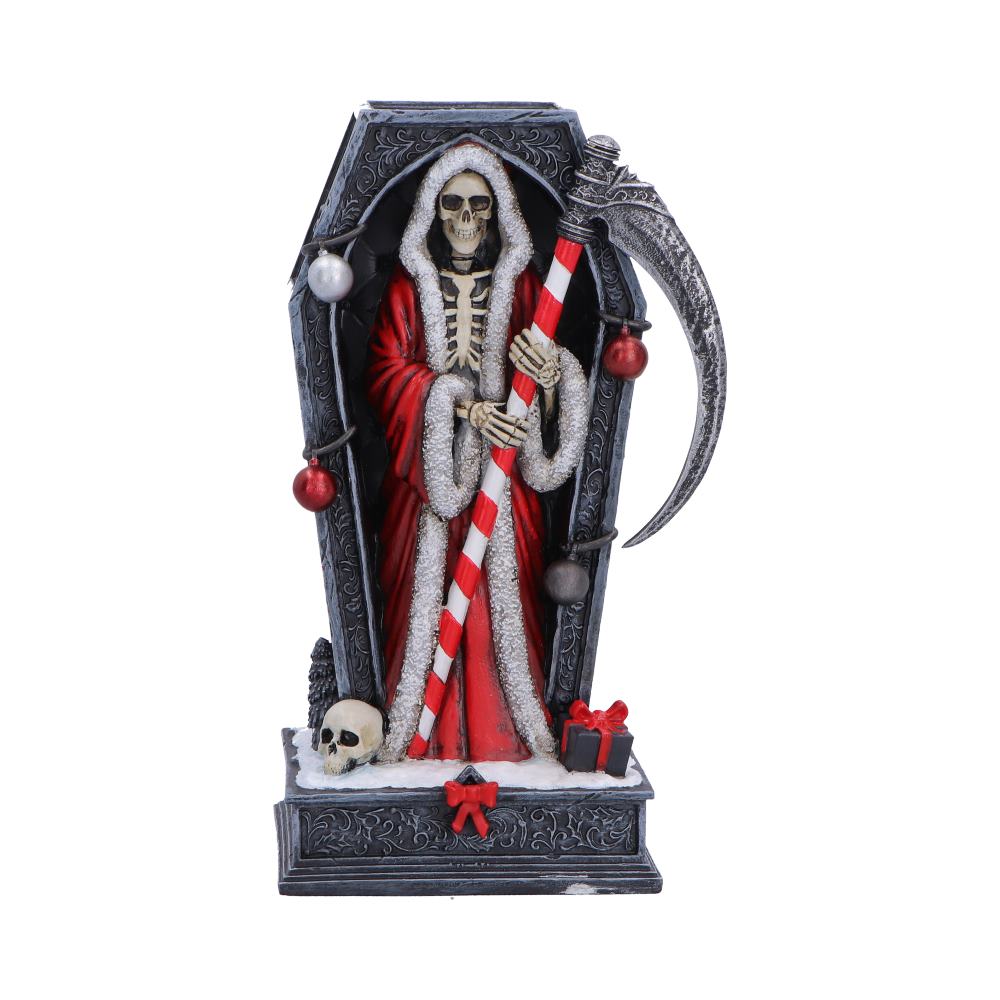 Merry Cryptmas Santa Reaper Coffin Figurine, 17.5cm