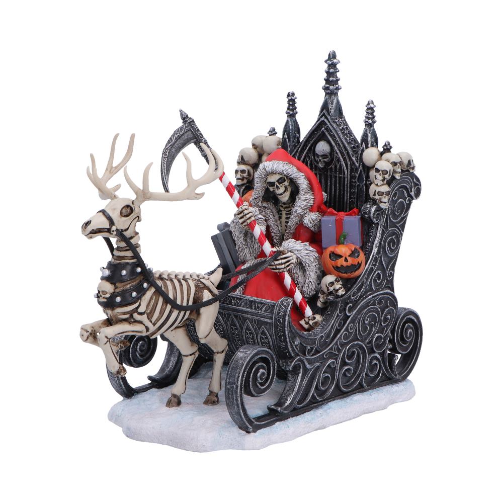 Slay Bells Gothic Santa Reaper Sleigh Figurine, 16cm