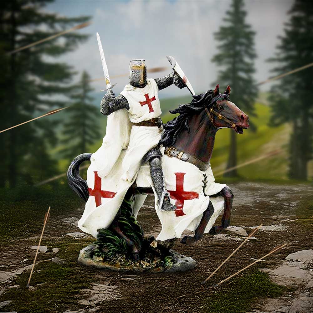 Take to Your Steed Templar Knight on Horseback Figurine 24cm