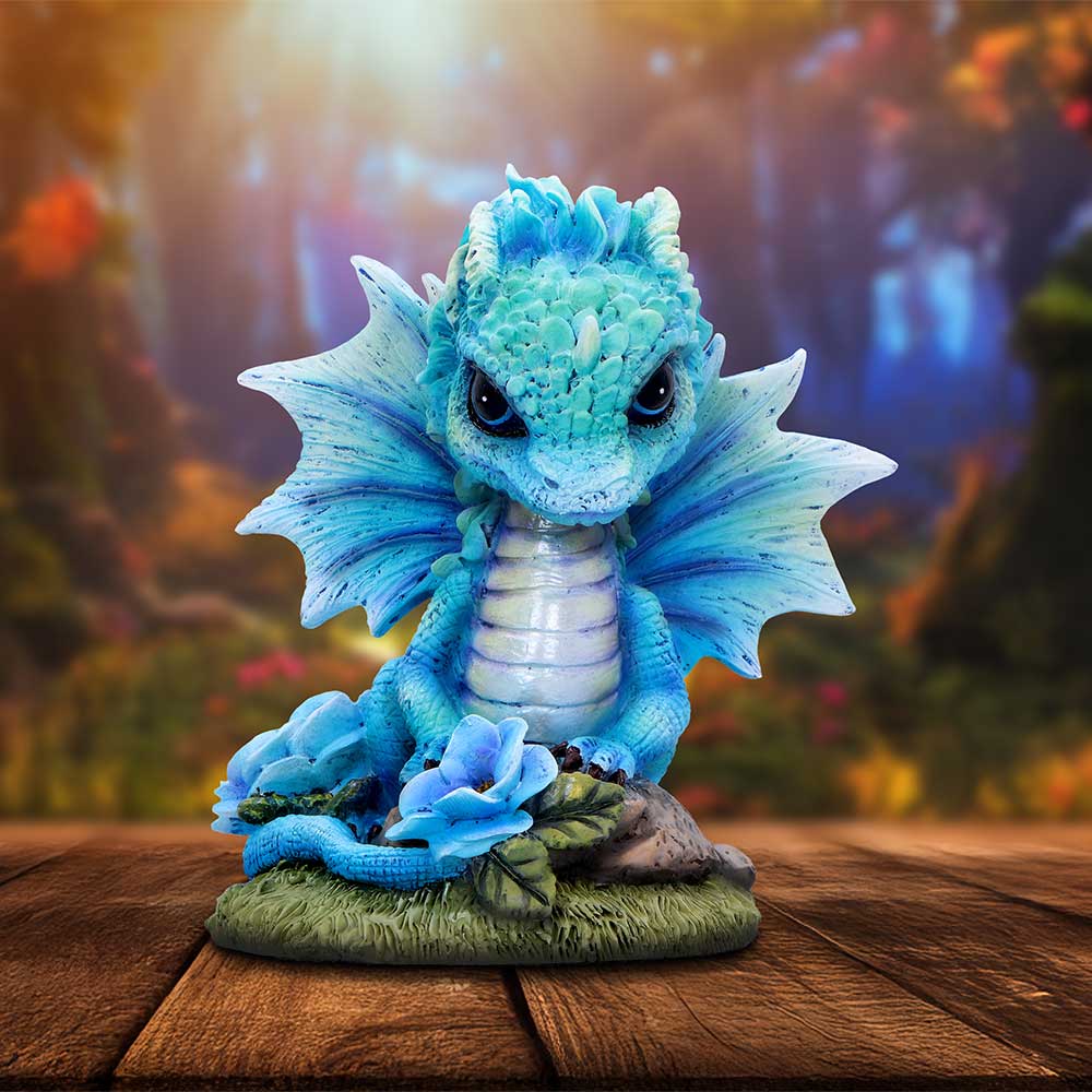Nemesis Now Blue Poppy Flower Dragon Figurine 11cm