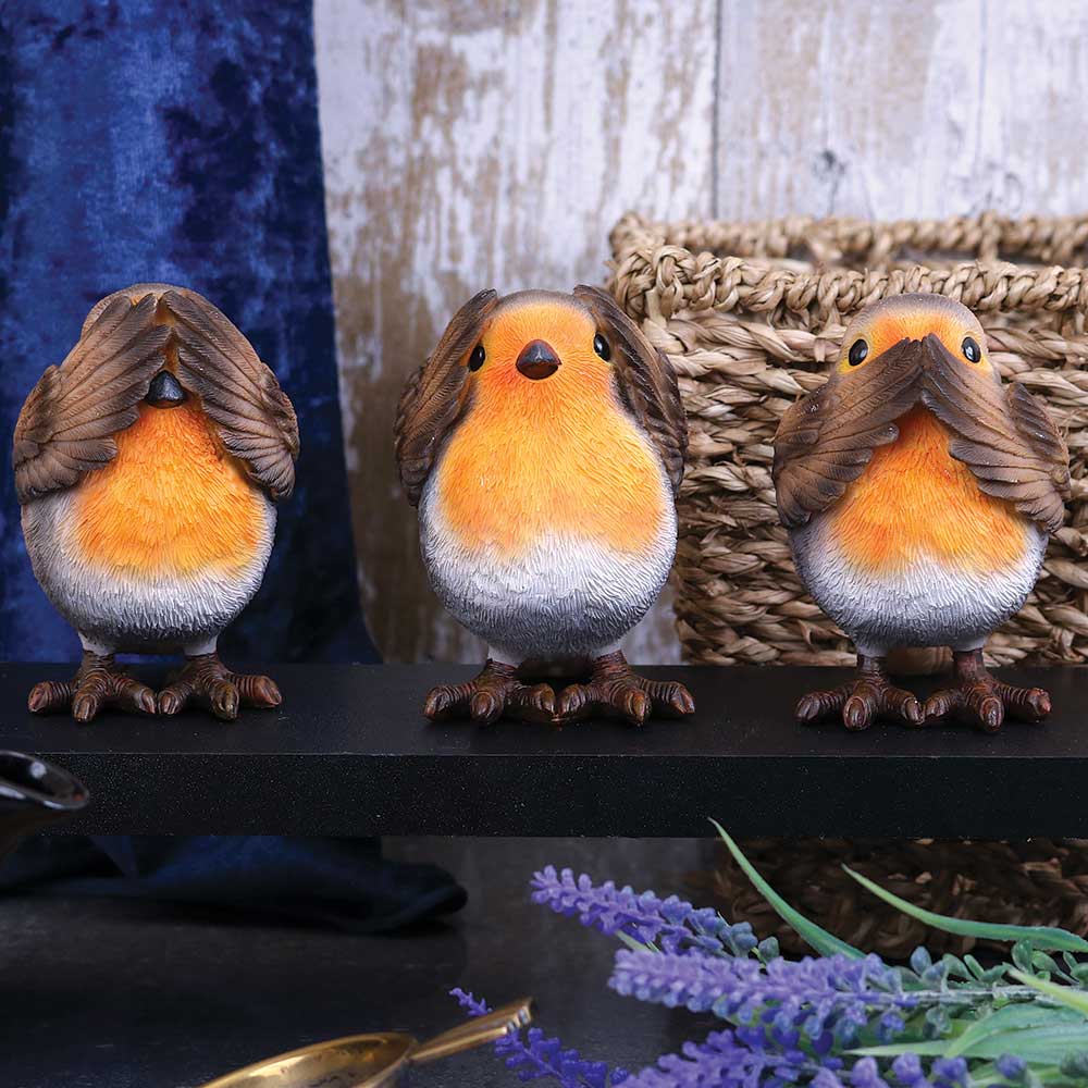 Nemesis Now Three Wise Robin Figurines – 8cm Set of 3