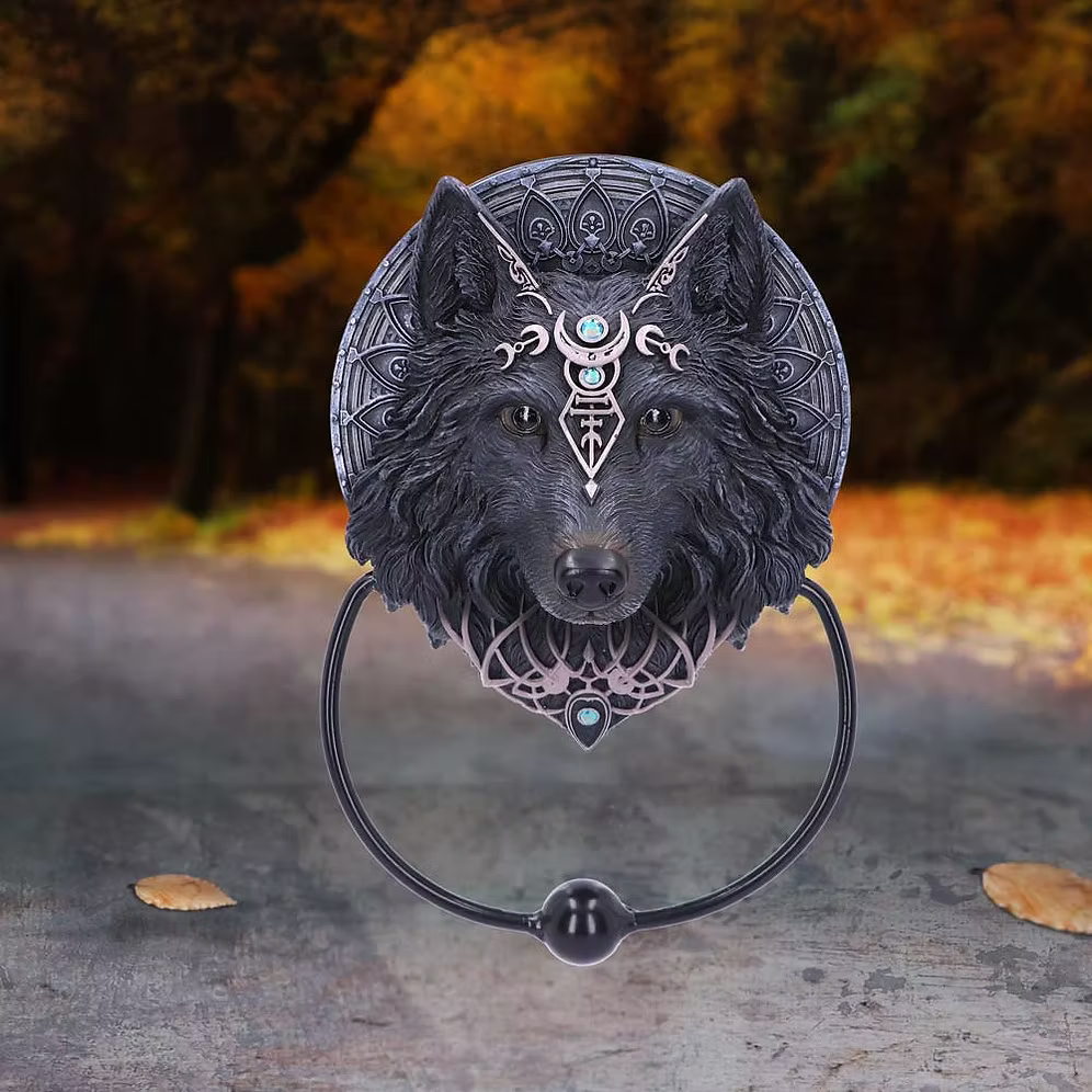 Wolf Moon Gothic Wolf Head Door Knocker 20.5cm