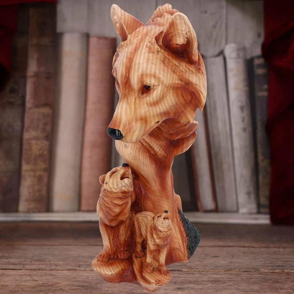 Nemesis Now Natural Song Howling Wolves Wood-Effect Sculpture