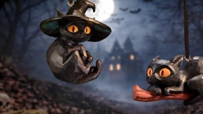 Curse and Claw Black Cat Halloween Hanging Ornaments Set of 2 – Officially Licensed