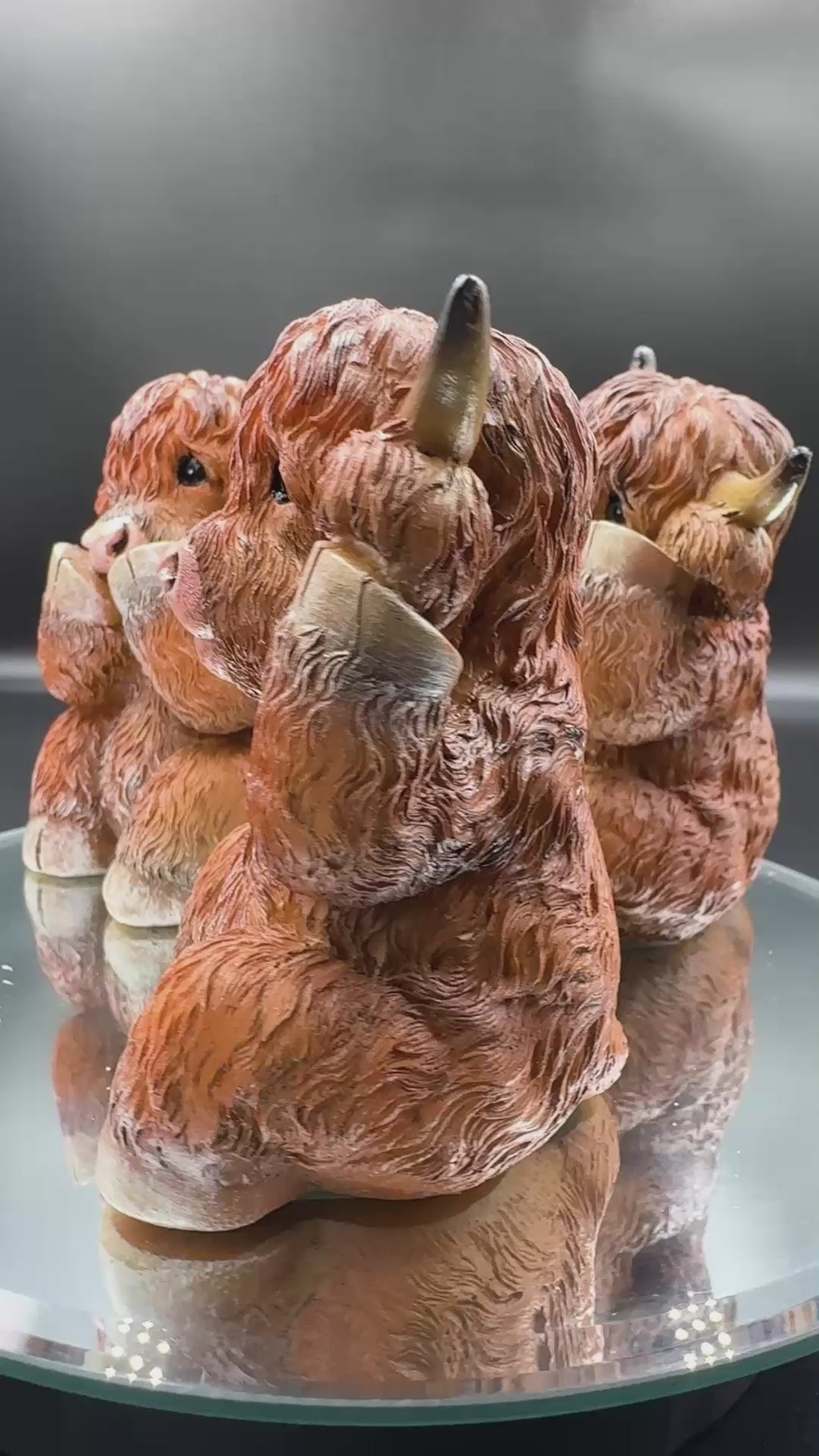 Three Wise Highland Cows 9.6cm