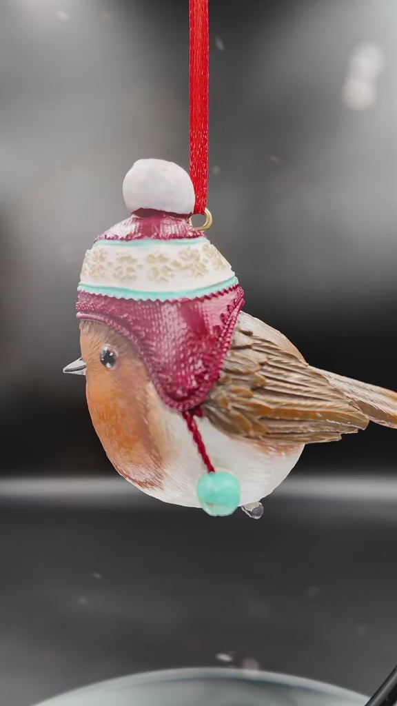 Robin Winter Bobble Hanging Ornament