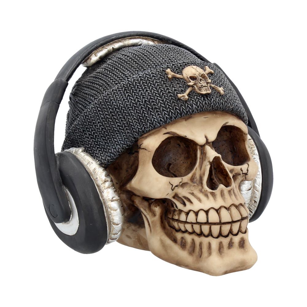 Nemesis Now Dead Beat Headphones Skull Ornament – Grey, 17cm