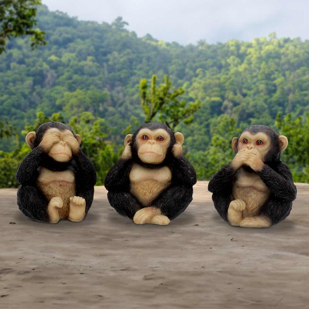 Nemesis Now Three Wise Chimp Figurines – 8cm Set of 3