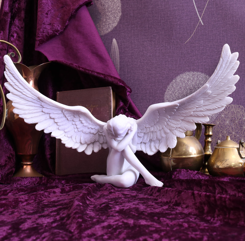 Angels Sympathy Seated Angel Figurine 36cm – Nemesis Now
