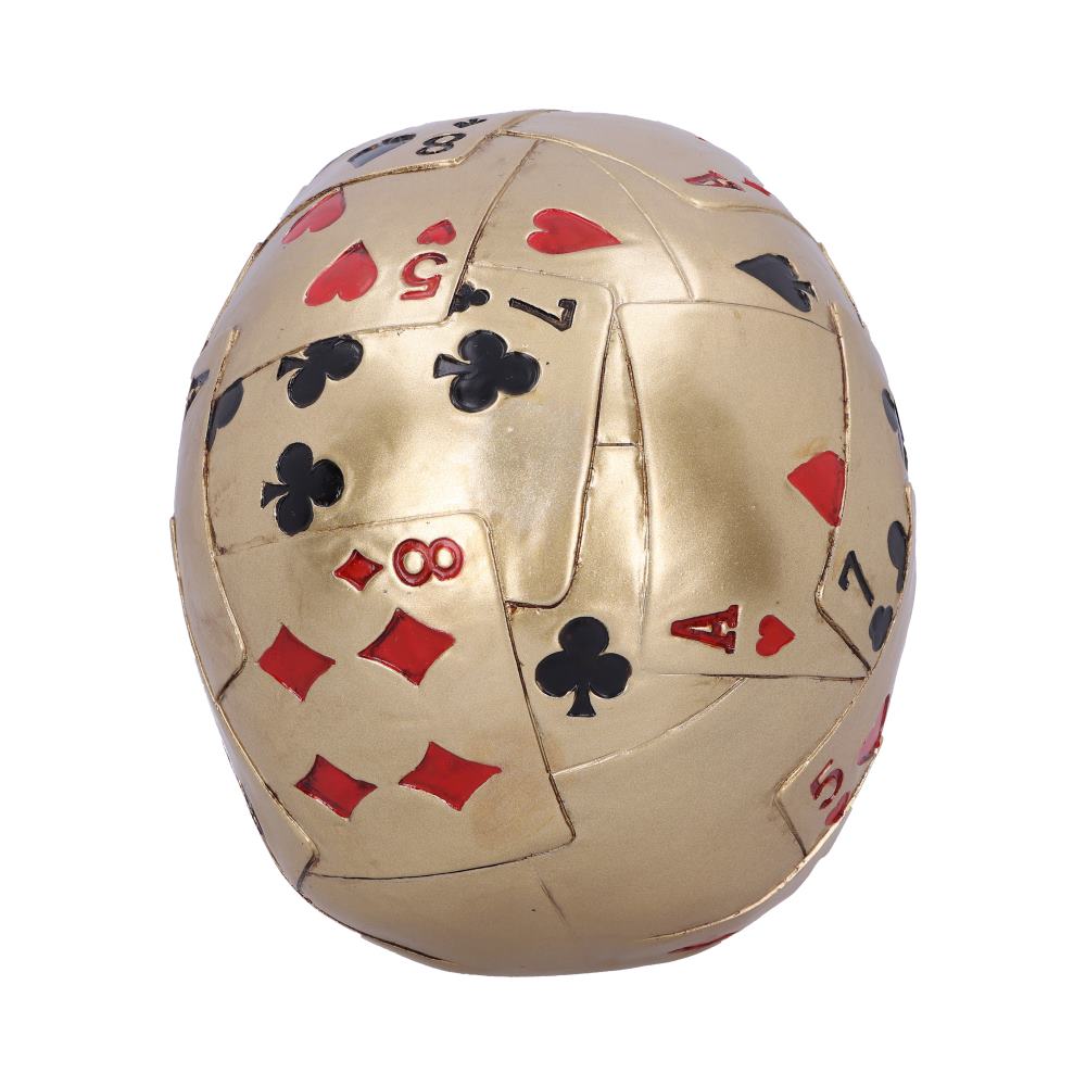 Dead Man’s Hand Gold Playing Card Skull Ornament, 15cm