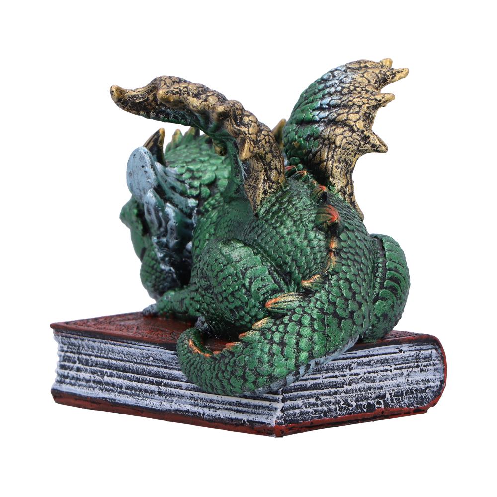 Where Dragons Dream Sleeping Green Dragon on Spellbook Figurine – Nemesis Now