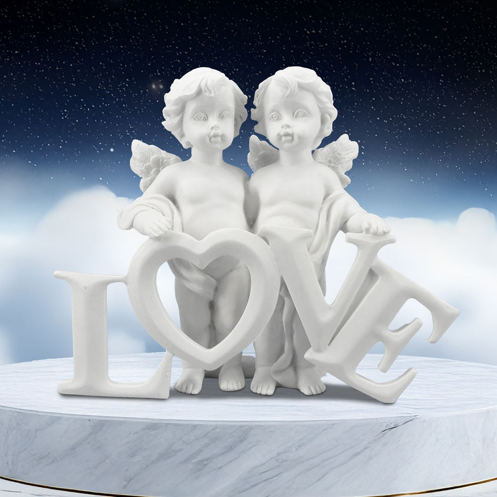 Cherub Couple LOVE Figurine 10cm – Nemesis Now White Angel Ornament