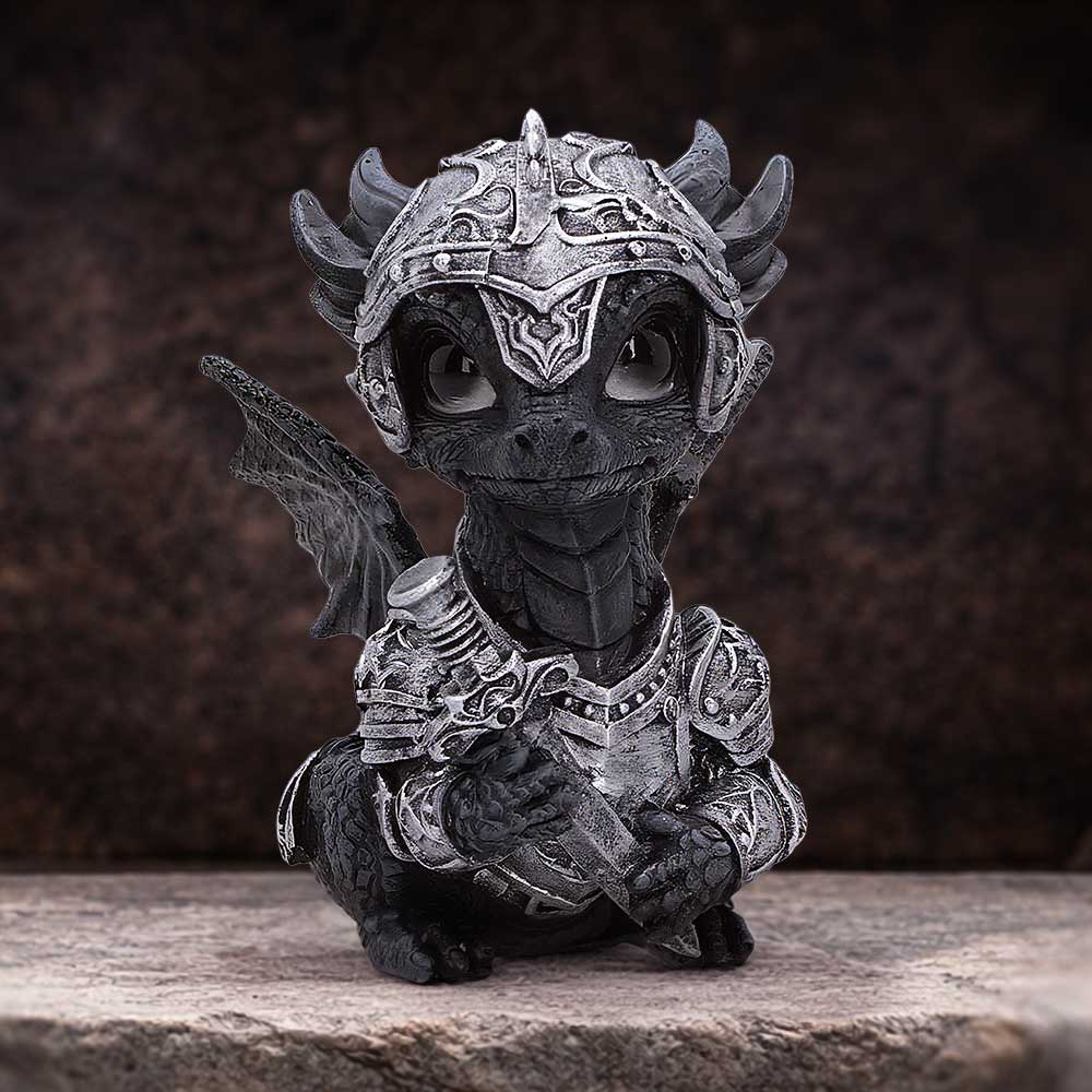 Sir Swordflame Black Dragon Figurine 10cm | Nemesis Now