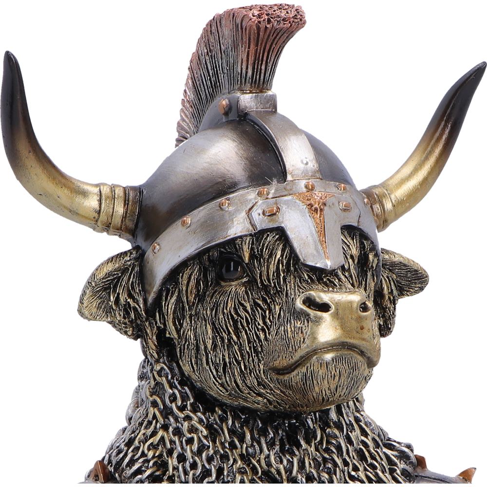 Nemesis Now Highland Guard Armoured Highland Cow Figurine – 26.7cm