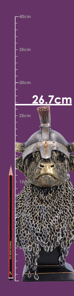 Nemesis Now Highland Guard Armoured Highland Cow Figurine – 26.7cm