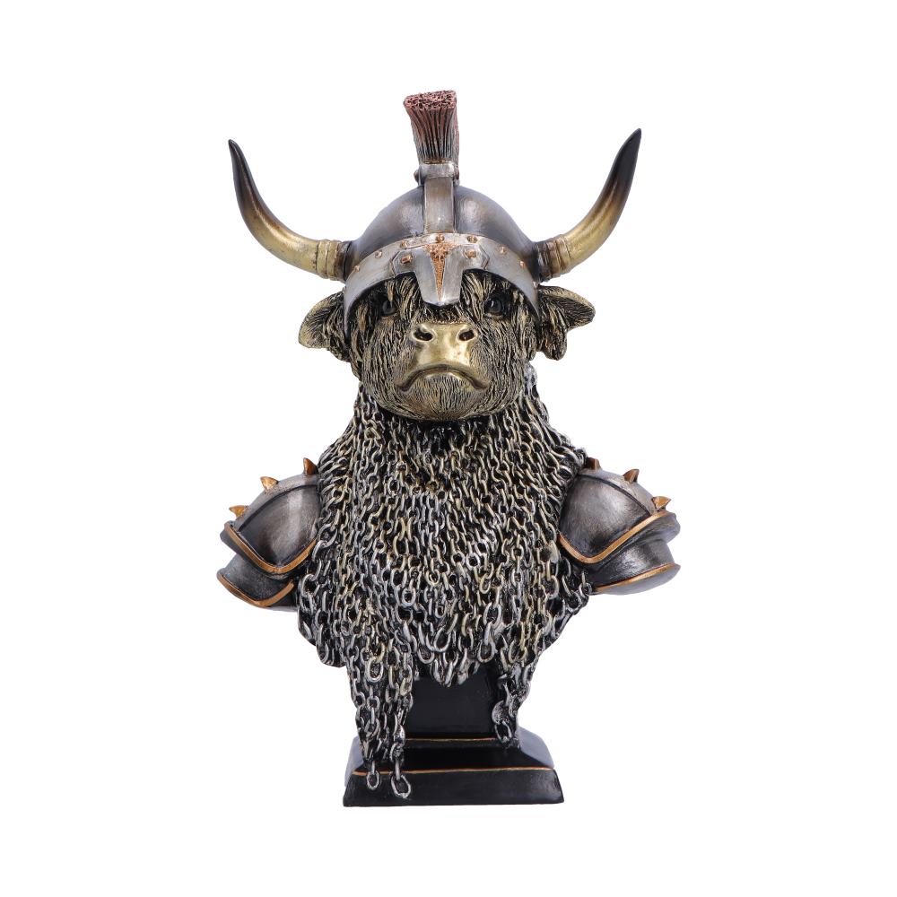 Nemesis Now Highland Guard Armoured Highland Cow Figurine – 26.7cm
