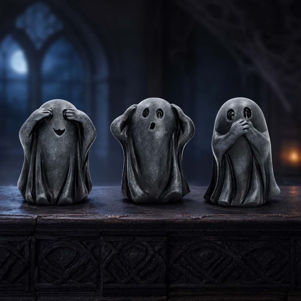 Three Wise Ghouls Ghost Figurines 7.5cm – Officially Licensed
