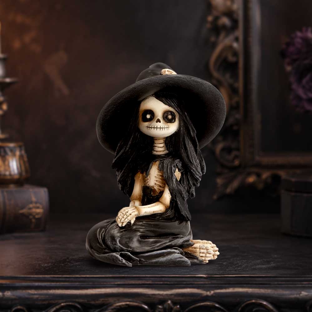 Hexabelle Skeleton Witch Figurine | Gothic Halloween Collectible | Nemesis Now 8.8cm